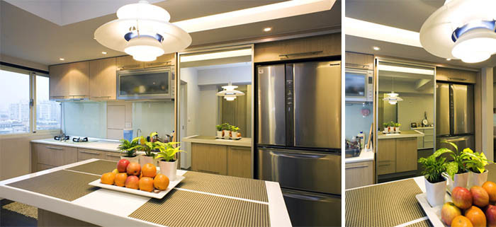 收纳功能极强大的开放式厨房设计方案