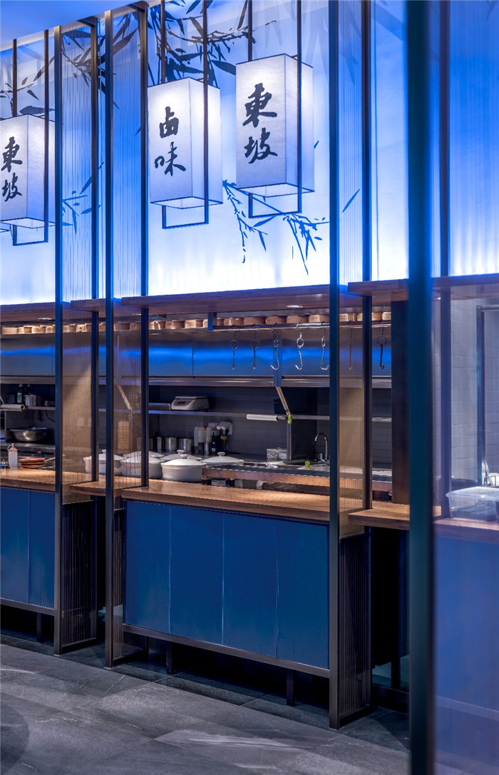 特色中餐厅设计   西安东坡酒楼创意中餐厅明档装修实景图