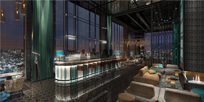 地标性超高层城市酒店设计  重庆来福士洲际酒店大堂吧设计方案