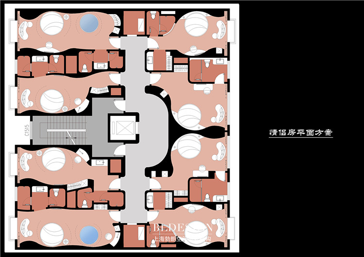 开封铂珺主题精品酒店设计案例-酒店情侣客房层平面布局