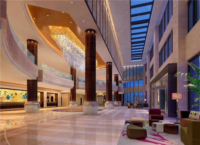  姜堰宾馆五星级酒店大堂设计效果图