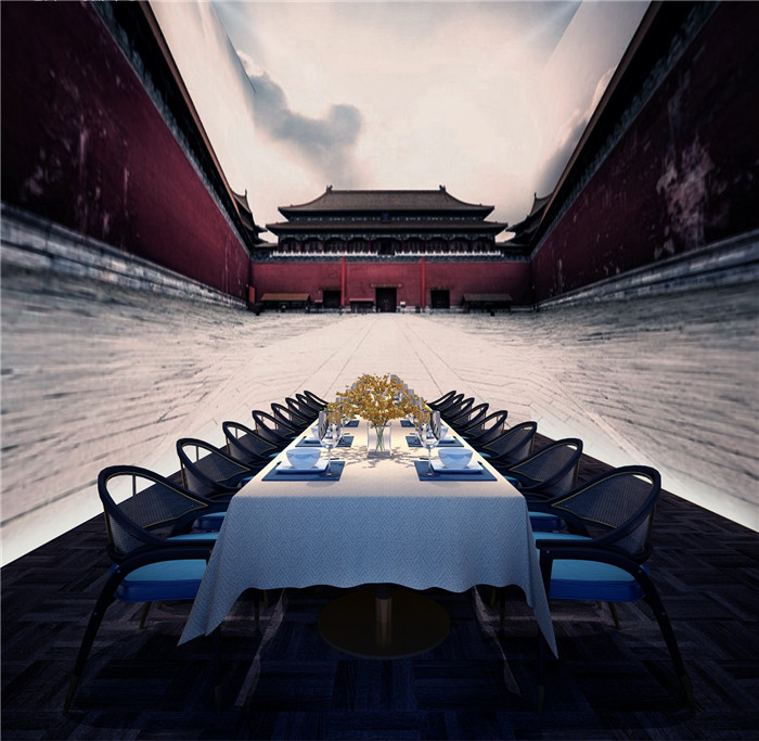 以北京文化为主题的全聚德创意烤鸭店5D投影包房设计案例